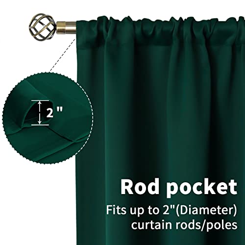 BGment Emerald Green 52x63 Blackout Curtains - Thermal Insulated 2-Panels, Rod Pocket