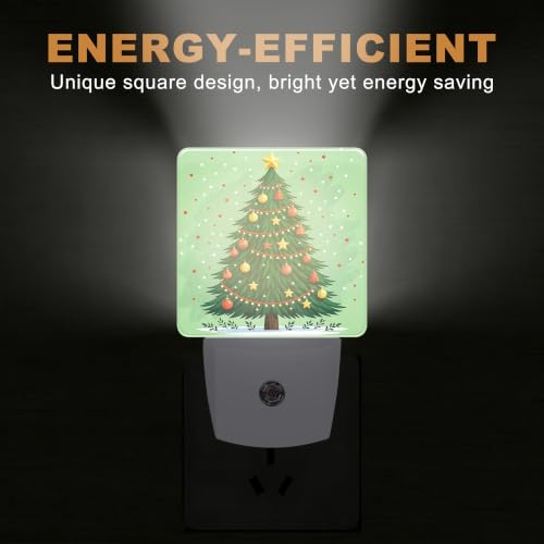 BouitoCD Christmas Tree Night Light Plug-In with Dusk-to-Dawn Sensor, Warm LED 0.5W