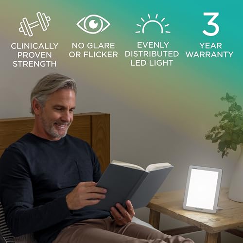 UV-Free Light Therapy Lamp 10,000 Lux Full Spectrum LED Wake Up Light
