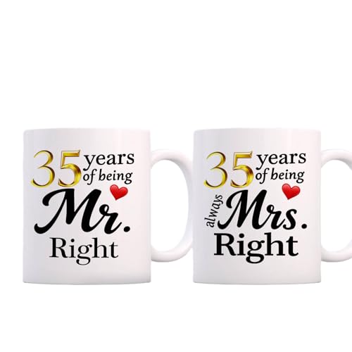 SIUNY 35th Anniversary Couple Coffee Mugs Set of 2 – 11oz Wedding Gift for Parents & Grandparents, Husband & Wife, 35 Year Celebration