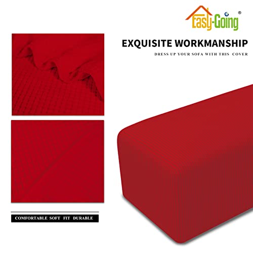 Christmas Red Large Ottoman Cover - Easy-Going Stretchy Slipcover for 33-40in Ottoman