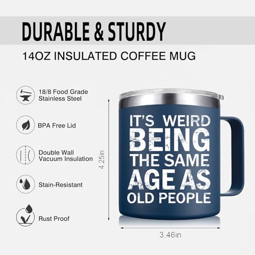 Abledn Navy Blue Funny Birthday Mug for Men 14oz - Old People Humour Gift