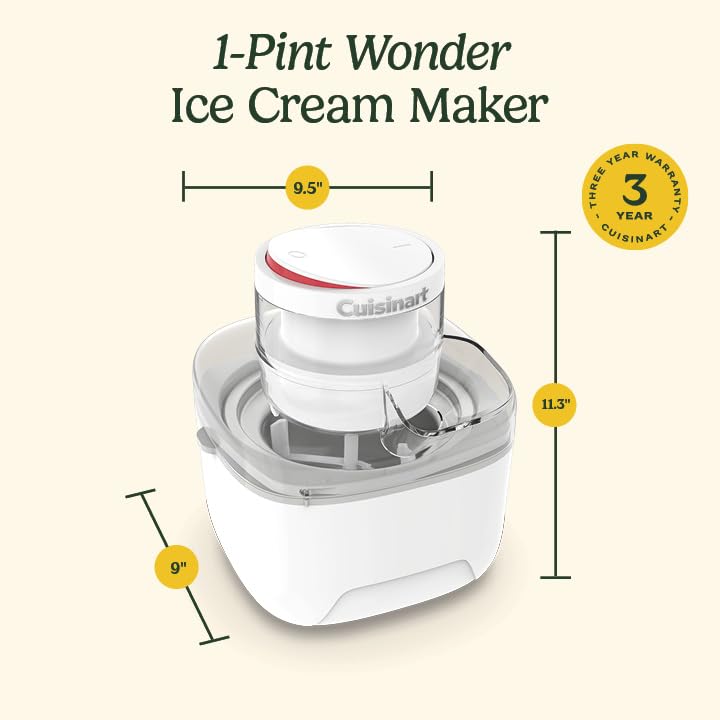 Cuisinart 1 Pint Wonder Ice Cream Maker - White, Compact, Fast