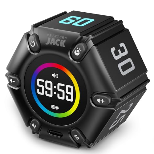 Black Digital Pomodoro Timer 3/5/10/25/30/60 Min Preset Silent Alarm