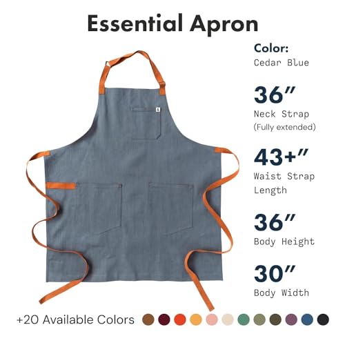 Hedley & Bennett Essential Chef Apron Cedar Blue - Professional Kitchen Wear