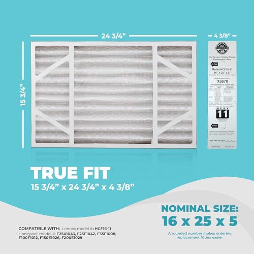 Healthy Climate Lennox X6670 16x25x5 MERV 11 Air Filter - 2 Pack, Model 2