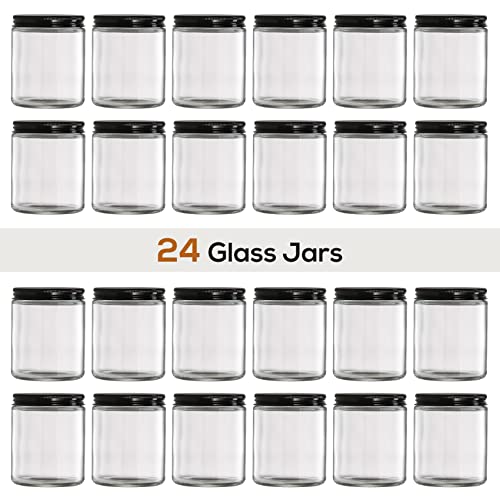 24 Pack 8oz Glass Mason Jars with Airtight Metal Lids - Food & Candle Storage