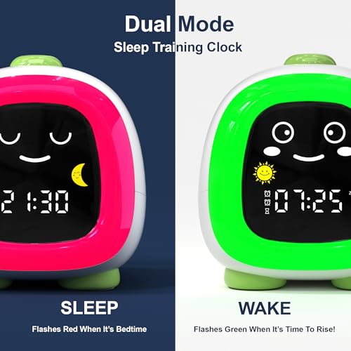 Kids Alarm Clock with Sleep Training & Night Light - Forest Green