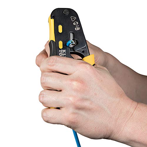 Klein Tools VDV226-110 Ratcheting Modular Data Crimper - Wire Stripper & Cutter, RJ11/RJ12 & RJ45 Pass-Thru - Crimper