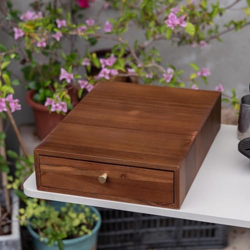 Acacia Wood Coffee Pod Drawer Organizer for Nespresso Vertuo - Holds 40 Large or 60 Small Pods