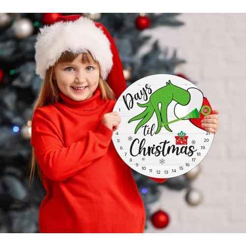 PETCEE Christmas Grinch Advent Calendar 2025 - Christmas Grinch Countdown Calendar Decorations Days Till Christmas Countdown Welcome Hanging Sign Wreath for Front Door Home Wall Indoor Outdoor Decor