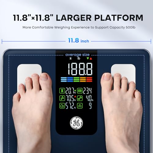 GE Smart Scale for Body Composition, Weight, BMI, 500lb, Large
