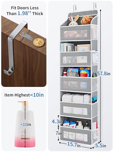 JARLINK Over the Door Organizer 5 Shelf Grey 2 Pack - Space Saver for Pantry & Bathroom