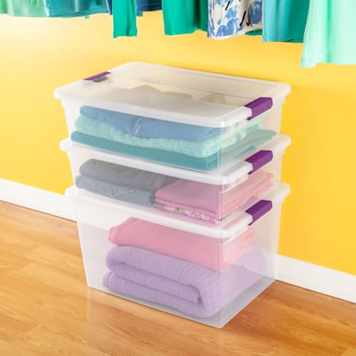 32 Quart ClearView Plastic Storage Box - Pack of 6, Latch Lid Organizers