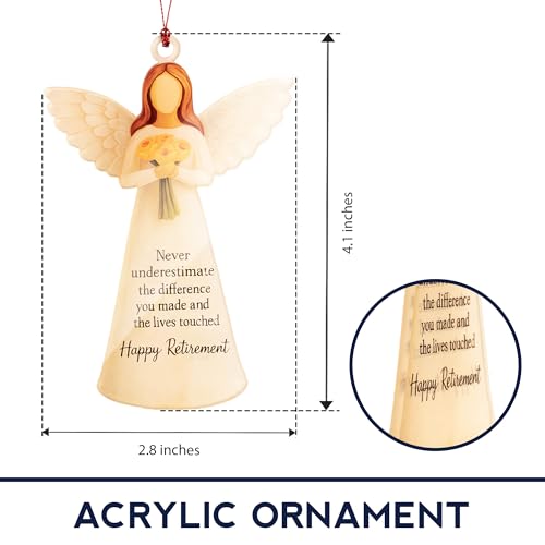 Retirement Angel Ornament 2025 ? Never Underestimate The Difference You Made | Inspirational Angel Figurine Hanging Keepsake ? Happy Retirement Gift for Women & Men