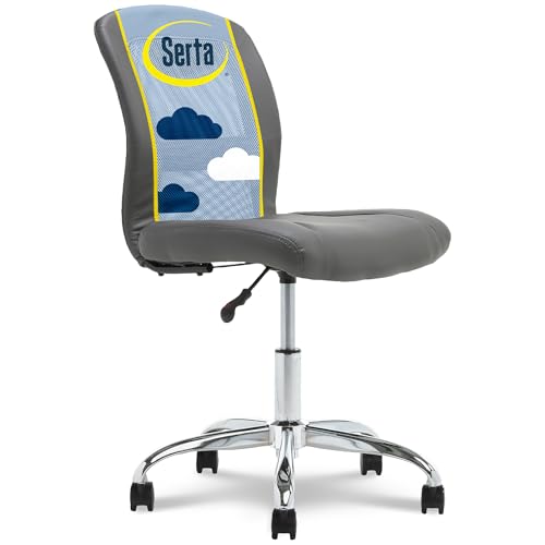Grey Serta Armless Small Home Desk Chair with Wheels, Mesh Back Ergonomic