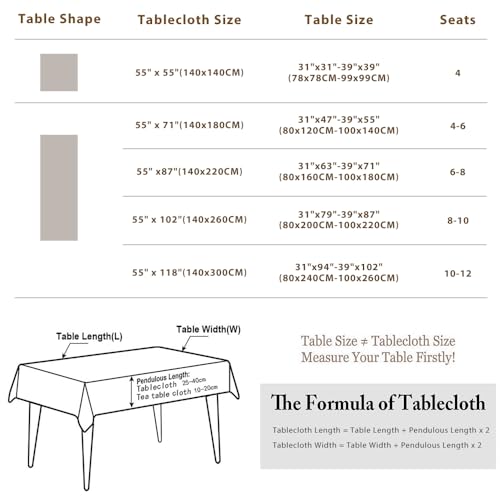 Pahajim Rectangle Tablecloth Cotton Linen Table Cloth with Embroidery