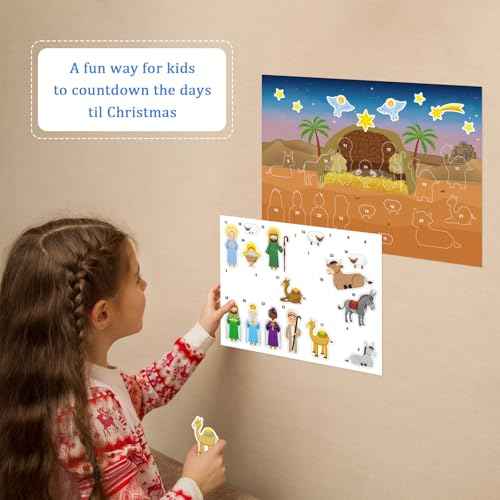 Nativity Sticker Advent Calendar for Kids Christmas Advent Calendar Religious Christian Advent Calendars Christmas Countdown Calendar Decor Nativity Scene Advent Calendar for Kids Gifts