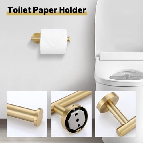 Brushed Gold Bathroom Towel Bar Set - 10 Pieces Wall-Mount Rack Accessories