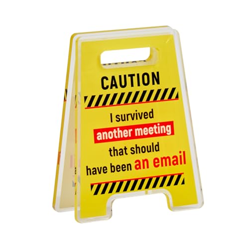 Yellow Caution Bosses Day Desk Sign - Funny Office Decor for Women Gift