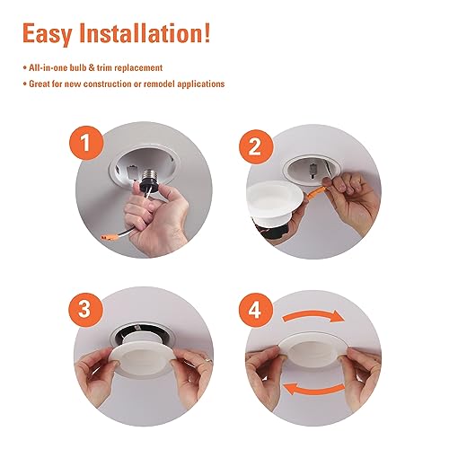 6-Pack 4 Inch LED Recessed Can Light Trim - 5 CCT Dimmable, Wet-Rated