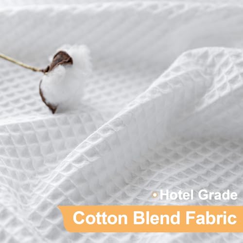 White Cotton Blend No Hook Shower Curtain with Liner 71x78 - Spa-Quality Bathroom Decor
