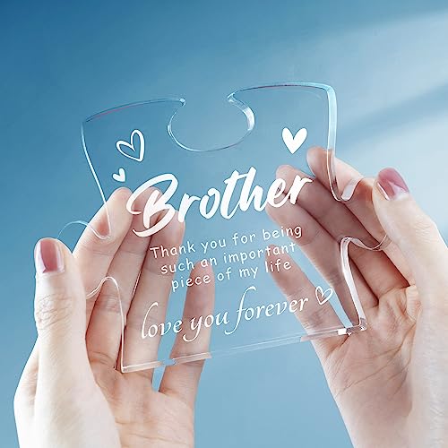 Personalized Acrylic Brother Gift Block - Heart & Love Puzzle Keepsake
