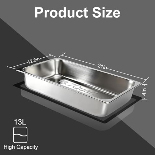 Hotel Food-Grade Stainless Steel Pan Set 2 Pack 1/1 Size 4-Inch Deep Variation of THIS listing
