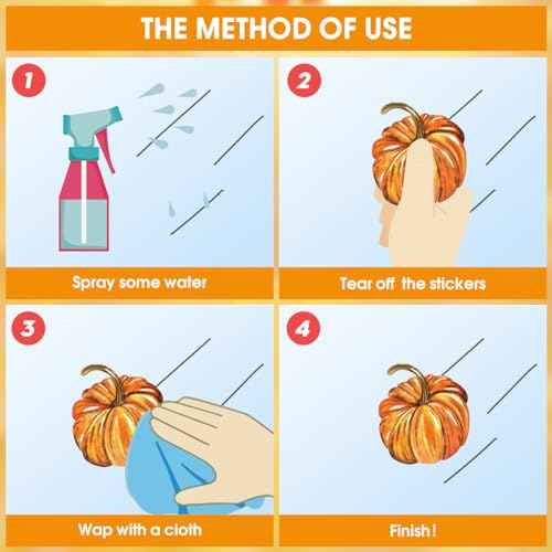 Horaldaily 60 PCS Fall Thanksgiving Window Cling Sticker, Pumpkin Leaves Cats Home Party Supplies Shop Window Glass Display Decoration