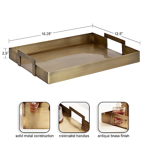 Kate and Laurel Gold Myo Transitional Metal Rectangle Serving Tray 17x13