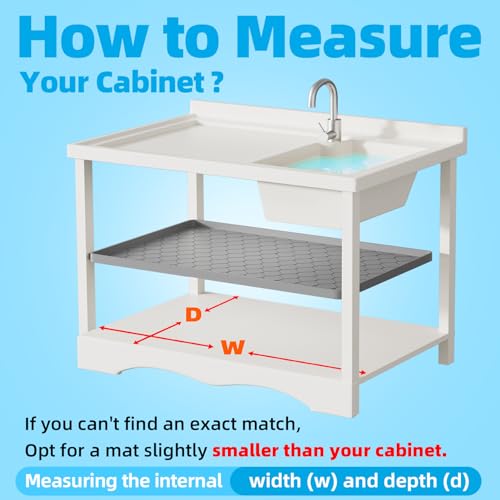 Winisok Waterproof Under Sink Mat 34 x 22 Inches Beige Silicone Cabinet Protector
