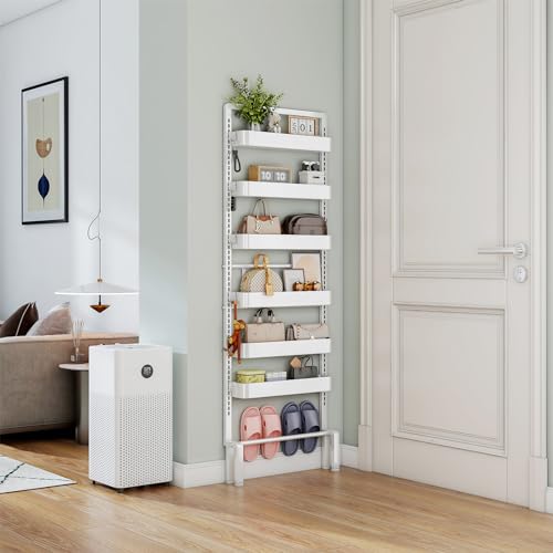 White 6-Tier Over-the-Door Storage Organizer Rack Adjustable Hanging Baskets