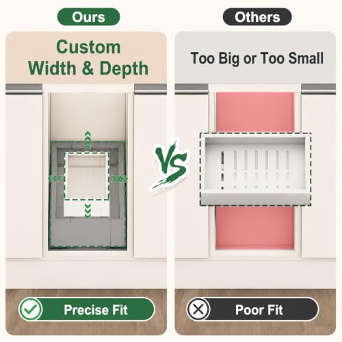 Fokyfok Expandable Pull Out Cabinet Organizer 2PC White 7-11"W x 17-24"D No Drill