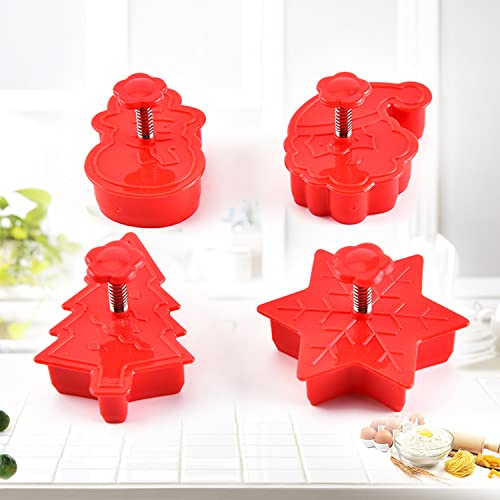 Christmas Cookie Cutter Set - 4 Pcs Holiday Baking Molds for Cookies, Fondant & Crafts