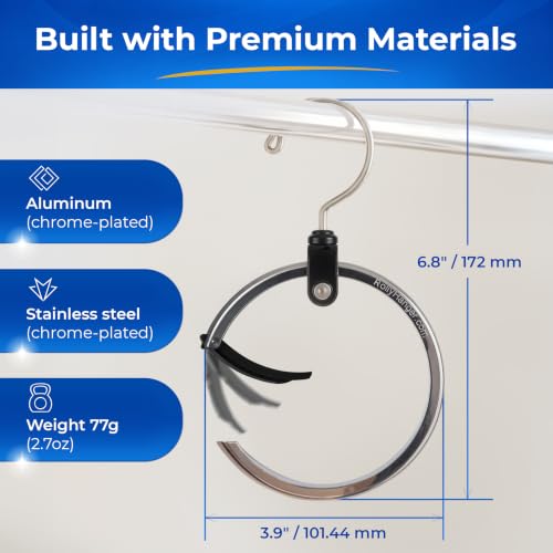 3 Pack Rotating Aluminum Ring Hangers for Closet Accessories - Space Saver Organizer