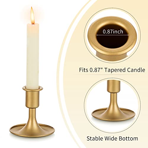 Candlestick Holders Taper Candle Holders, Romadedi Gold Candle Stick Candle Holder for Table Centerpiece, Wedding Reception, Festive Christmas Mantel Decoration or Home Decor, Set of 2