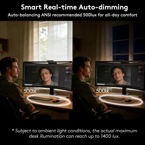 Curved Monitor Light Bar for 34+ Inch Ultrawide Curved Screens - Adjustable Dual LED Desk Lamp