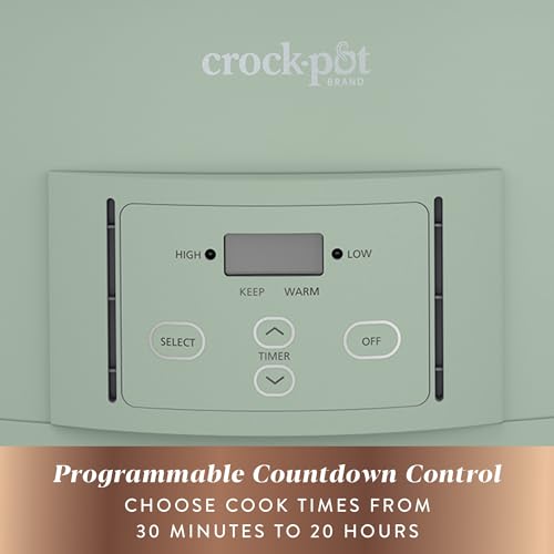 Crock-Pot 7-Quart Programmable Slow Cooker Desert Sage Green - Modern Design, Digital Countdown & Locking Lid