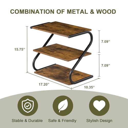Aroktake Rustic Small Wooden Shoe Rack for Entryway Closet - 10.35 x 17.20 x 15.75 Inches