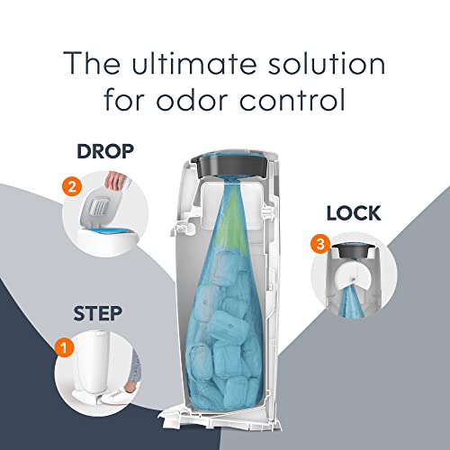 Diaper Genie Complete Diaper Pail White with Refill & Carbon Filter – Odor Lock System, Hands-Free Operation