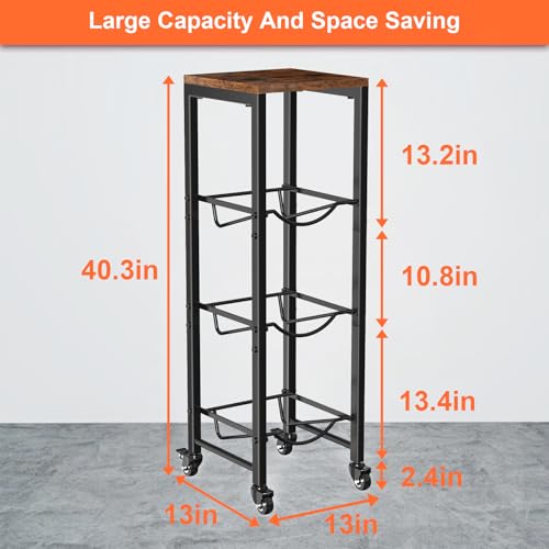 3 Bottle Brown Water Bottle Holder Organizer with Lockable Casters - 5 Gallon Capacity