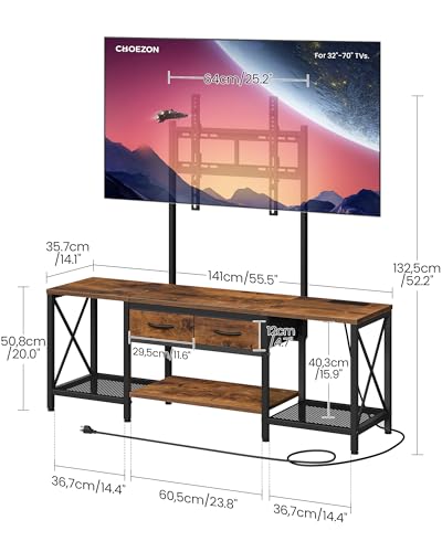 CHOEZON 55.5-Inch Adjustable TV Stand with Mount, LED Lights & Power Outlet