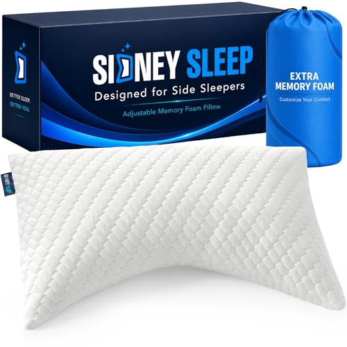 Sidney Sleep Adjustable Queen Size Cervical Pillow with Shredded Fill - Support for Side & Back Sleepers, White