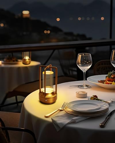 Jinchangming Gold-2 Set of 2 Rechargeable Cordless LED Table Lamps Touch Dimmable