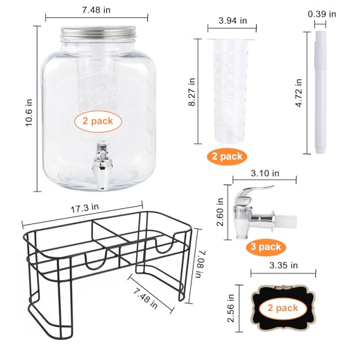 MR.KIANGCI 1.5 Gallon Double Glass Drink Dispenser Set with Stand & Infuser