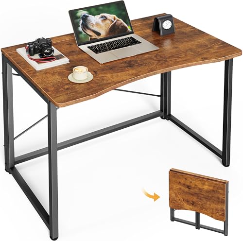 Huuger Rustic Brown 18.9 Inch Foldable Desk for Small Spaces, 31.5 Inch Desktop