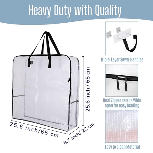 VENO 30 Inch Square Wreath Storage Bags 5 Pack | Clear Holiday Garland Organizers