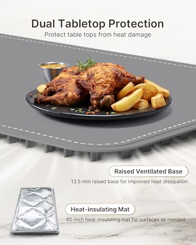 Extra Large Food Warming Mat 40x15in with Insulation Pad - Gray Variation