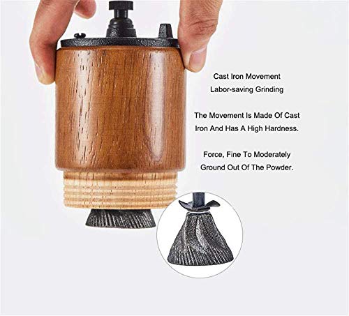 AKIRAKOKI Manual Coffee Bean Grinder Wooden Mill with Cast Iron Burr, Large Capacity Hand Crank, Portable Travel Camping Adjustable (light)