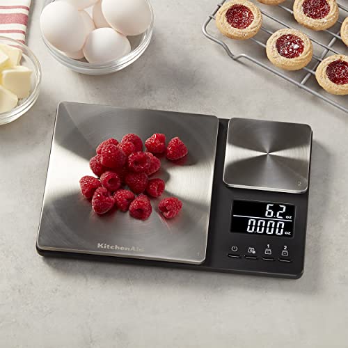 KitchenAid Dual Platform Digital Kitchen Food Scale 11lb & 16oz Capacity, Black